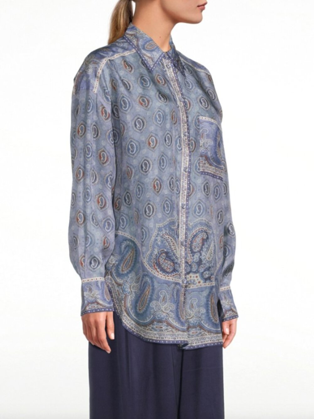 Zimmermann Vitali Silk Shirt in Paisley Print Size 1